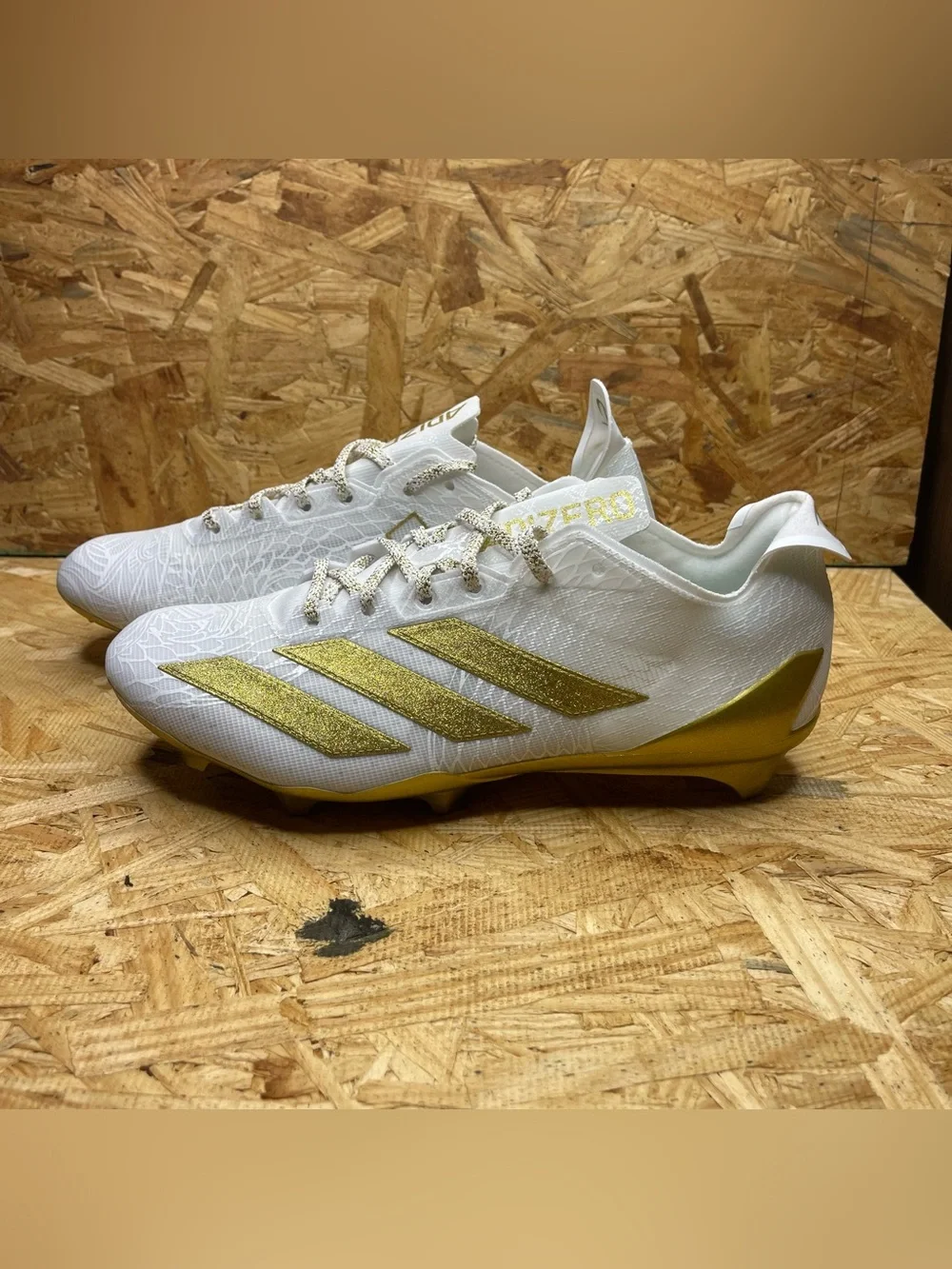 Adidas Adizero Electric Speed Exotic White and Gold Football Cleats Men Size 11